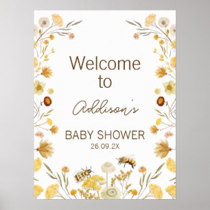 Affiche de bienvenue Baby shower Fleur sauvage d'a
