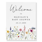 Affiche de bienvenue Baby shower Fleur sauvage élé