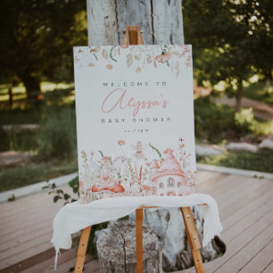 Affiche de bienvenue Baby shower Fleur sauvage et