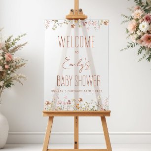 Affiche de bienvenue Baby shower Fleur sauvage mod