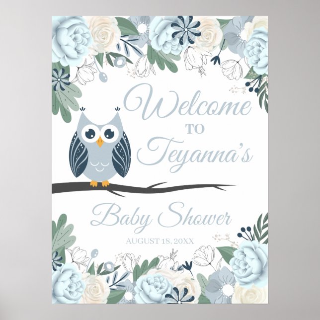 Affiche de bienvenue Baby shower Floral de la Chou (Devant)