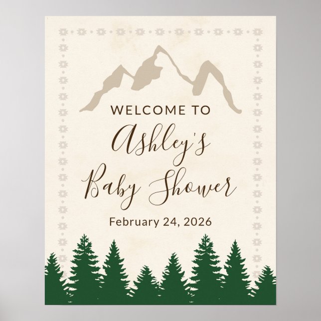 Affiche de bienvenue Baby shower Forêt Aventure (Devant)