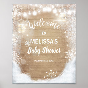 Affiche de bienvenue baby shower Hiver Snowflakes 