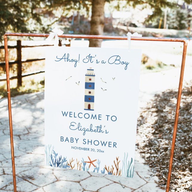 Affiche de bienvenue Baby shower Lighthouse Boy (Créateur téléchargé)