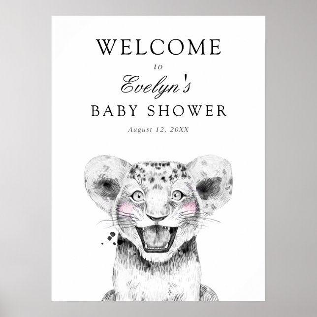 Affiche de bienvenue Baby shower Lion Cub (Devant)