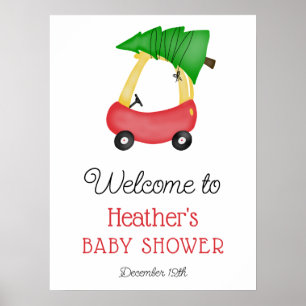 Affiche de bienvenue Baby shower Little Red Car Tr