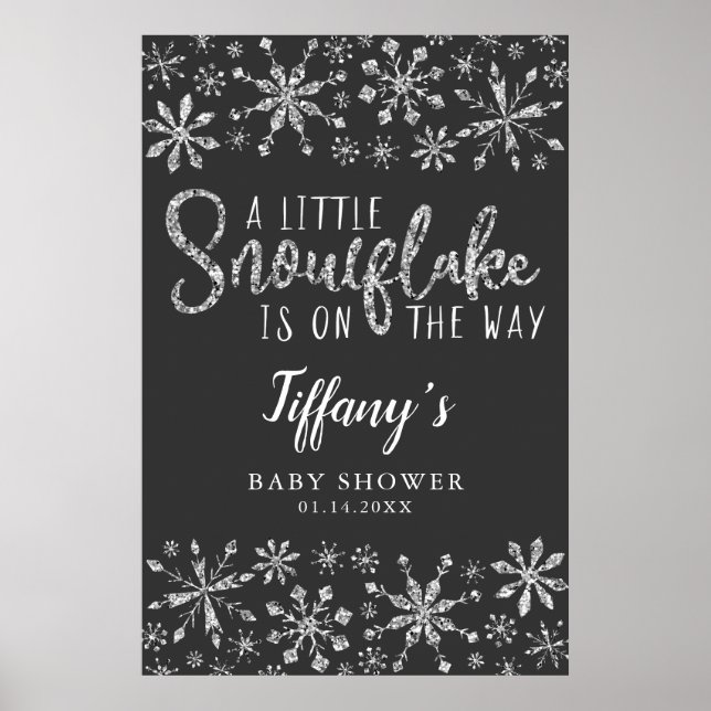 Affiche de bienvenue Baby shower Little Snowflake (Devant)
