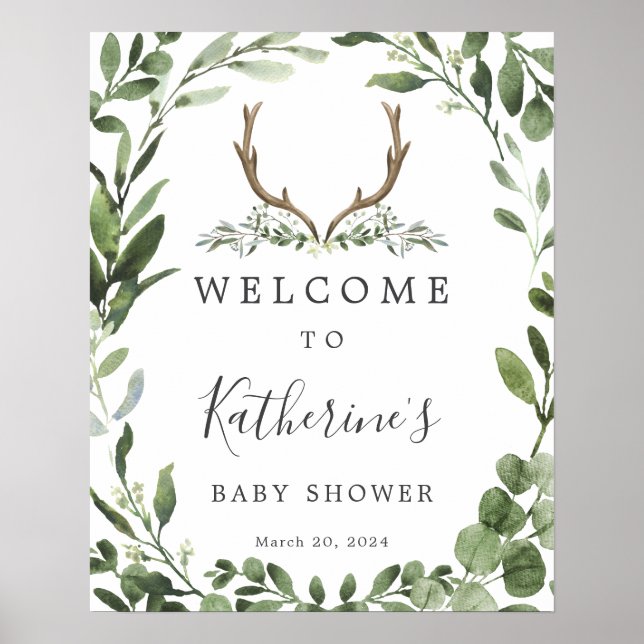 Affiche de bienvenue Baby shower Lumberjack Deer A (Devant)