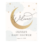 Affiche de bienvenue Baby shower Lune et étoiles