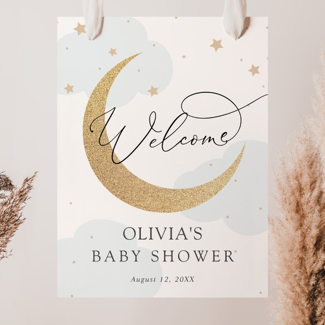 Affiche de bienvenue Baby shower Lune et étoiles (Créateur téléchargé)