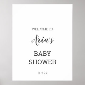 Affiche de bienvenue Baby shower minimaliste