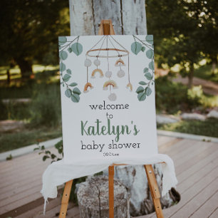Affiche de bienvenue Baby shower moderne Boho Rain