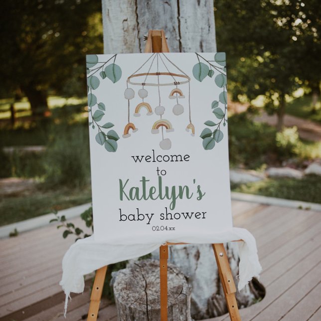 Affiche de bienvenue Baby shower moderne Boho Rain (Créateur téléchargé)