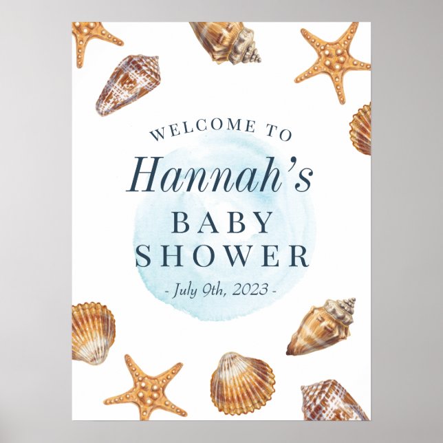 Affiche de bienvenue Baby shower Nautical Ahoy (Devant)