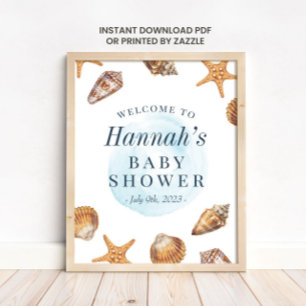 Affiche de bienvenue Baby shower Nautical Ahoy