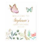 Affiche de bienvenue Baby shower papillon
