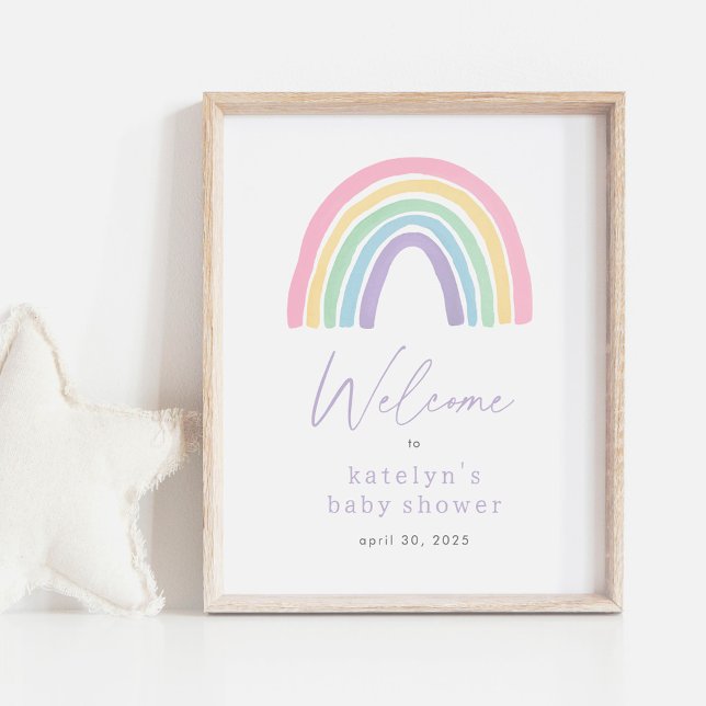 Affiche de bienvenue Baby shower Pastel Boho Rainb (Créateur téléchargé)