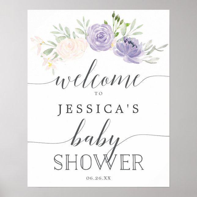 Affiche de bienvenue Baby shower Pastel Purple (Devant)