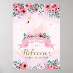 Affiche de bienvenue Baby shower princesse de cygn