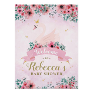 Affiche de bienvenue Baby shower princesse de cygn