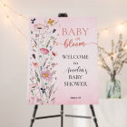 Affiche de bienvenue Baby shower rose classique