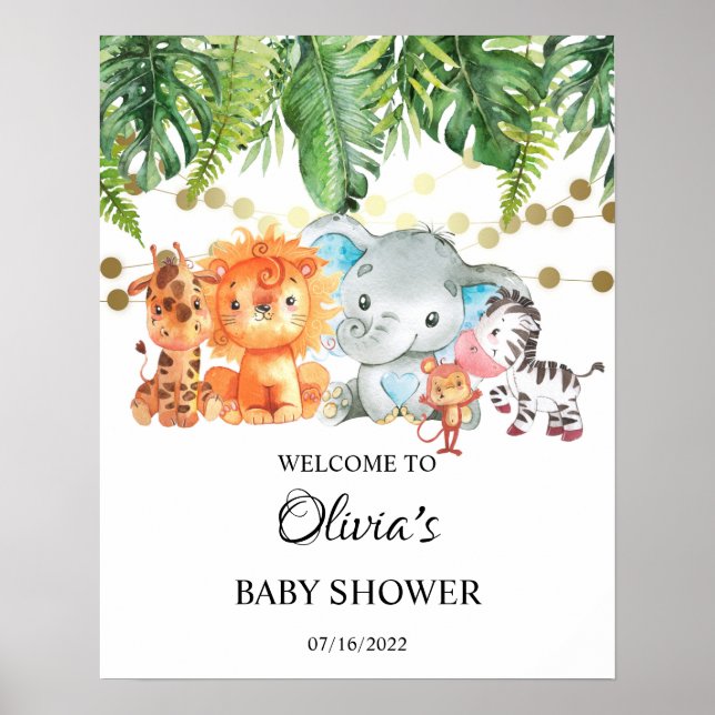 AFFICHE DE BIENVENUE BABY SHOWER SAFARI (Devant)
