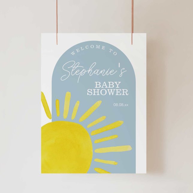 Affiche de bienvenue Baby shower Sun Sunshine Boy (Créateur téléchargé)