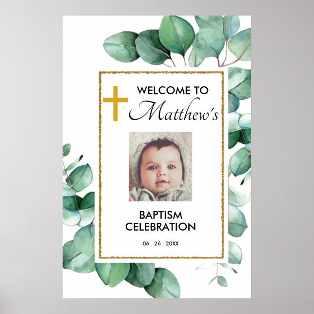 Affiche de bienvenue Baptême de l'Eucalyptus vert (Devant)