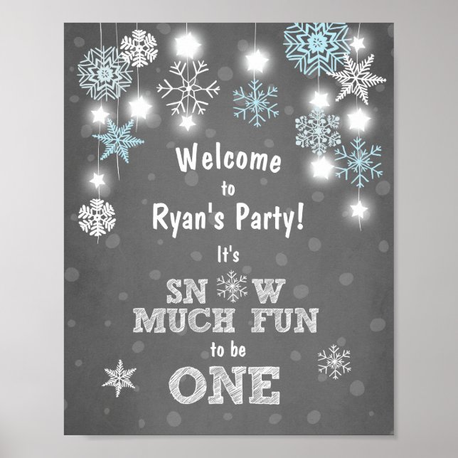 Affiche de bienvenue Blue snowflakes Neige beaucou (Devant)