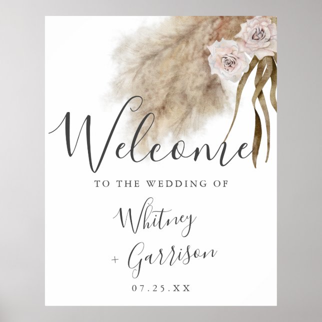 Affiche de bienvenue Boho Pampas Grass Botanical M (Devant)