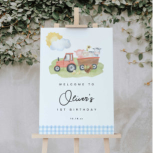 Affiche de bienvenue Boy Farm Animals