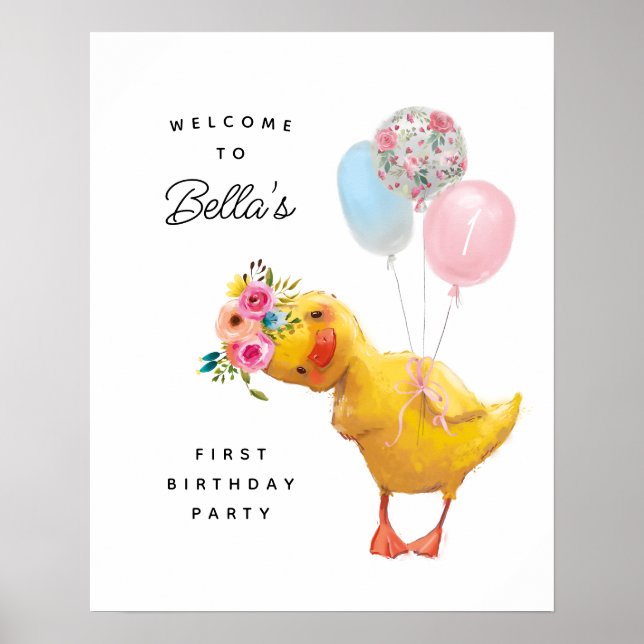 Affiche de bienvenue canard, canard 1er anniversai (Devant)