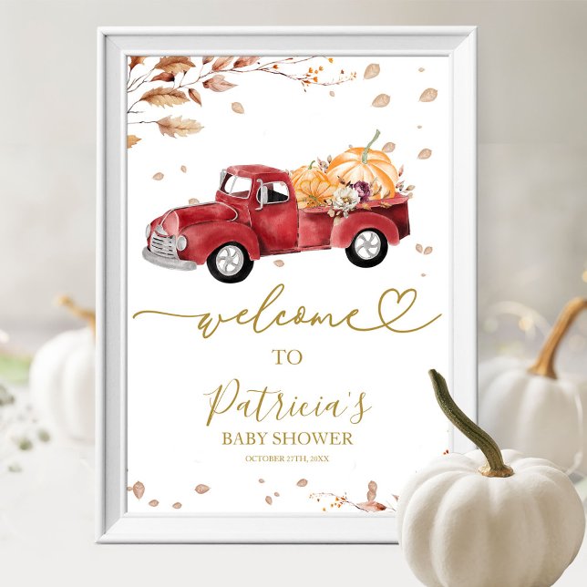 Affiche de bienvenue citrouille Baby shower d'auto (Créateur téléchargé)
