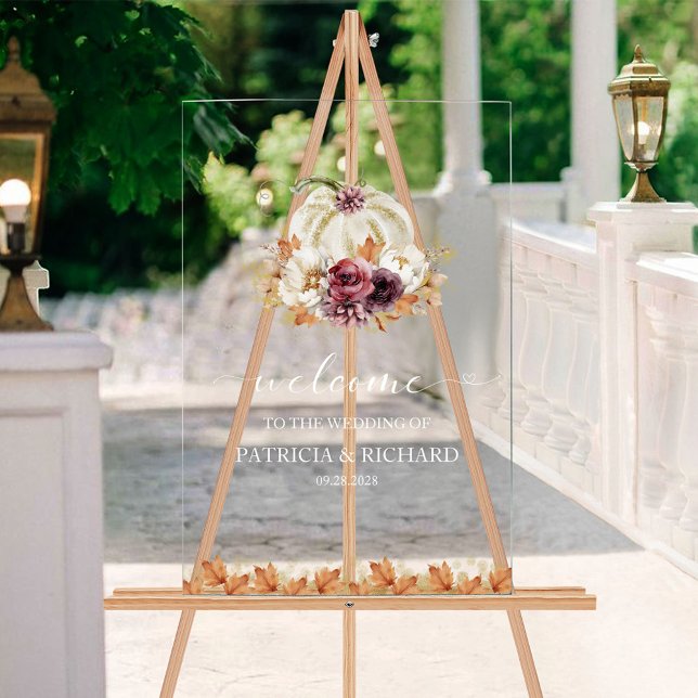 Affiche de bienvenue citrouille Floral Mariage de  (Créateur téléchargé)