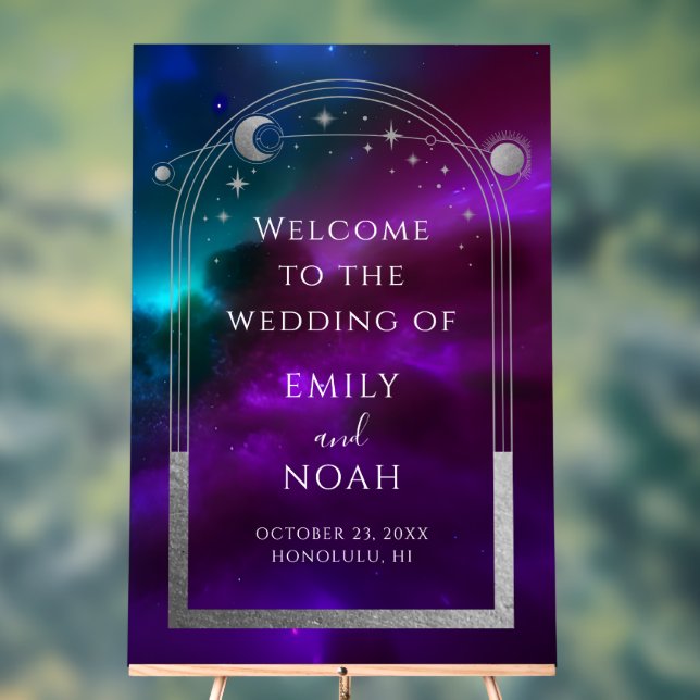 Affiche de bienvenue Cosmic Purple Turquoise Sun M (Neutre)