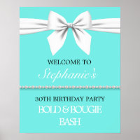 Affiche de bienvenue d'anniversaire Aqua Turquoise