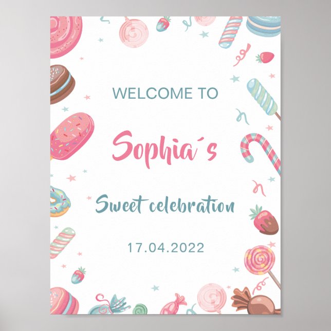 Affiche de bienvenue d'anniversaire de Candyland (Devant)