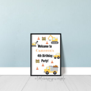 Affiche de bienvenue d'anniversaire de constructio