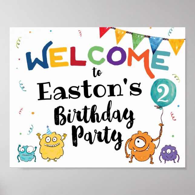 Affiche de bienvenue d'anniversaire de Monster (Devant)