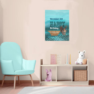 Affiche de bienvenue d'anniversaire d'écureuil