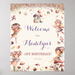 Affiche de bienvenue d'anniversaire des fées d'aut