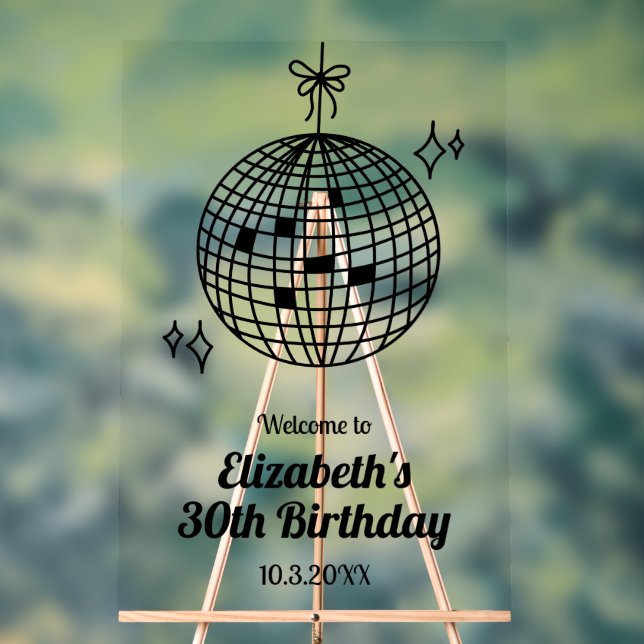 Affiche de bienvenue d'anniversaire Disco Ball per (Neutre)