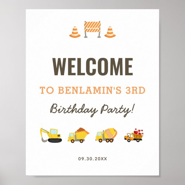 Affiche de bienvenue d'anniversaire du camion de p (Devant)