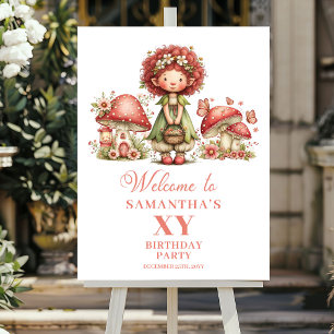 Affiche de bienvenue d'anniversaire florale de fée