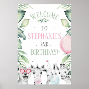 Affiche de bienvenue d'anniversaire Safari