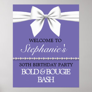 Affiche de bienvenue d'anniversaire violet Bougie 
