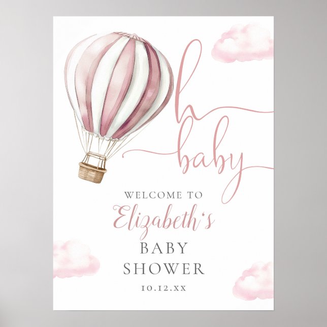 Affiche de bienvenue de Baby shower à air chaud ro (Devant)