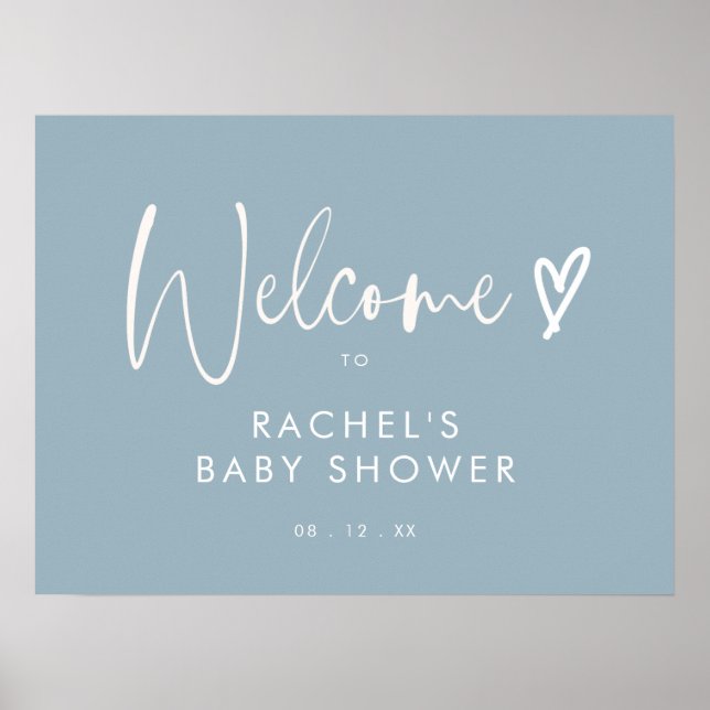 Affiche de bienvenue de Baby shower bleu Boho Dust (Devant)