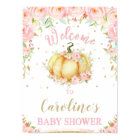 Affiche de bienvenue de Baby shower Citrouille ros