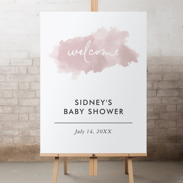 Affiche de bienvenue de Baby shower d'aquarelle ro (Créateur téléchargé)